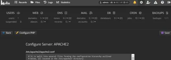 Hestia CP Configure PHP.