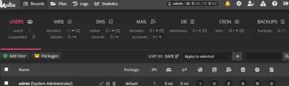 Configuring Hestia CP.