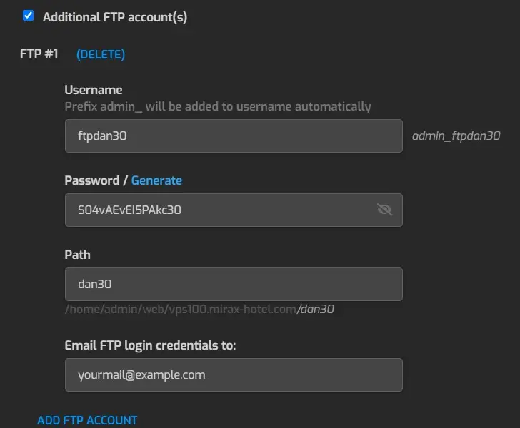 Creating FTP Users in Hestia CP.