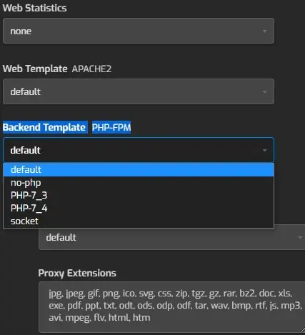 Hestia CP: Switching PHP Versions.