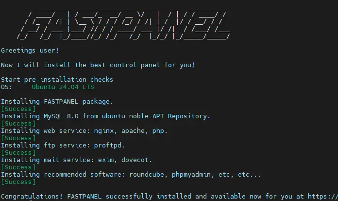 You can now install Fastpanel